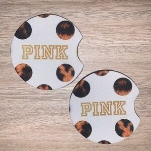 VS Pink leopard print car coasters 2pack new